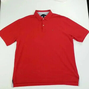 Tommy Hilfiger 2XL Embroidered Logo Embossed Buttons Red Cotton Men's Polo